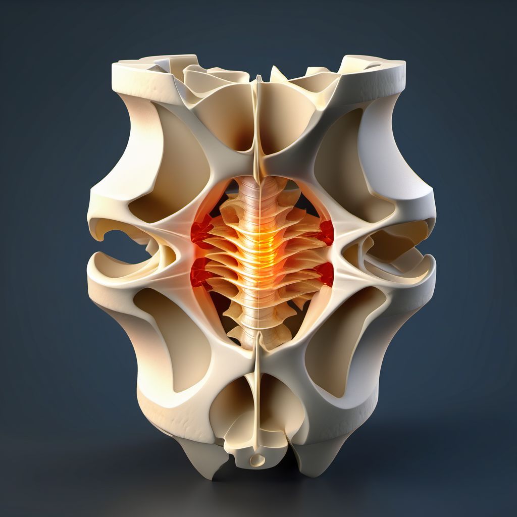 Stable burst fracture of fourth lumbar vertebra digital illustration