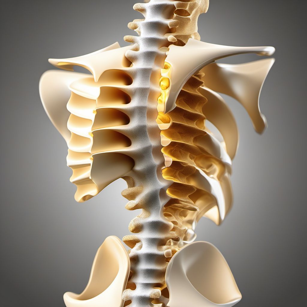 Unspecified fracture of fourth lumbar vertebra digital illustration