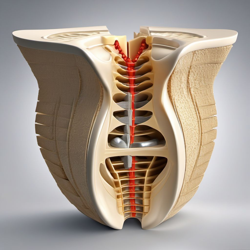 Wedge compression fracture of fifth lumbar vertebra digital illustration