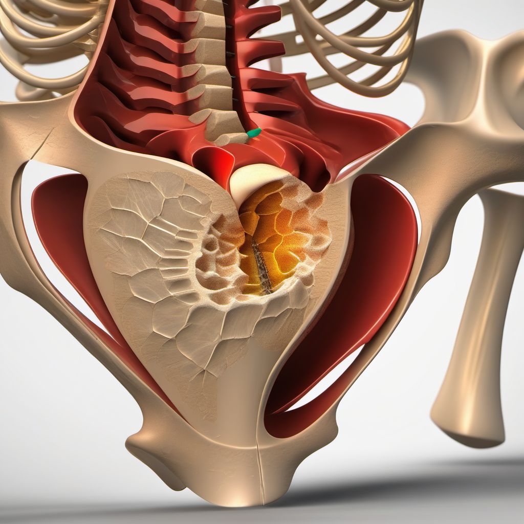 Severely displaced Zone I fracture of sacrum digital illustration