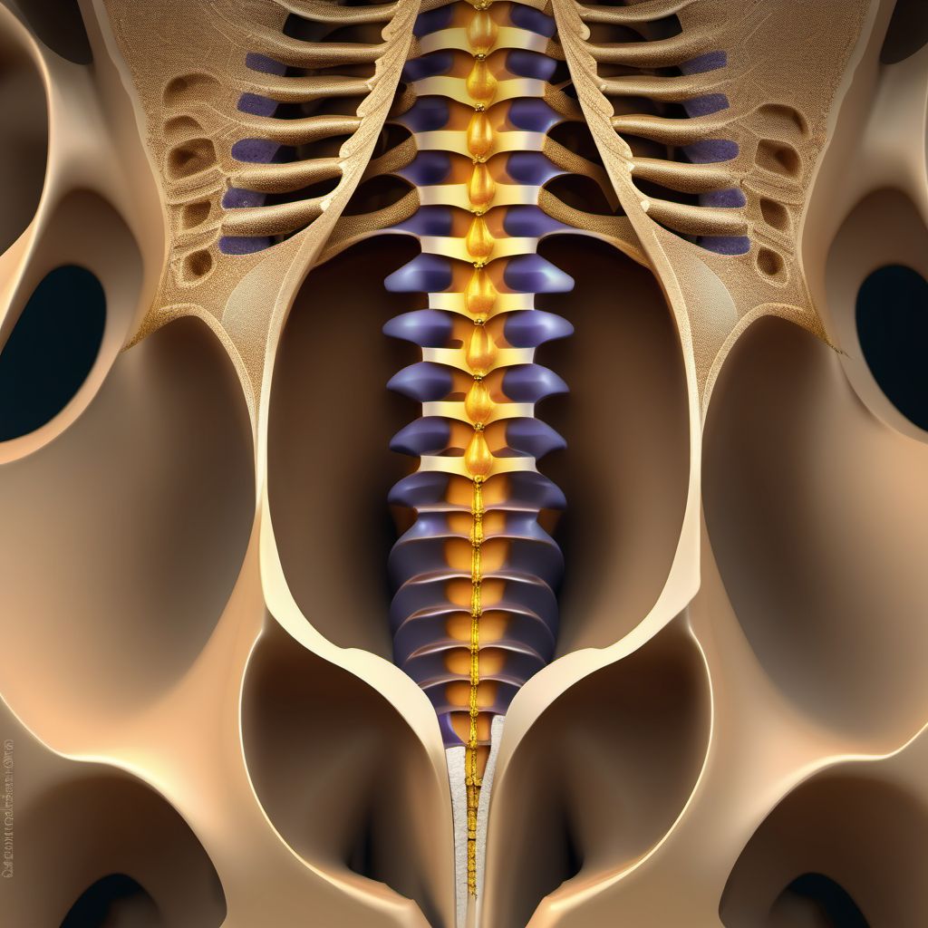 Zone II fracture of sacrum digital illustration