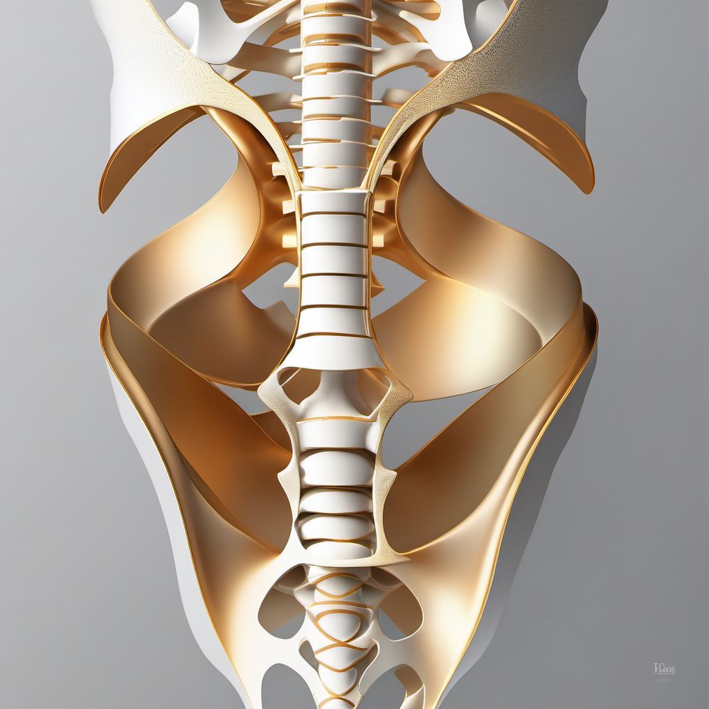 Minimally displaced Zone III fracture of sacrum digital illustration