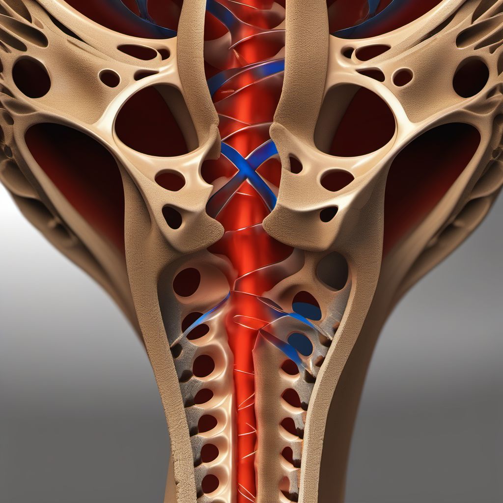 Severely displaced Zone III fracture of sacrum digital illustration