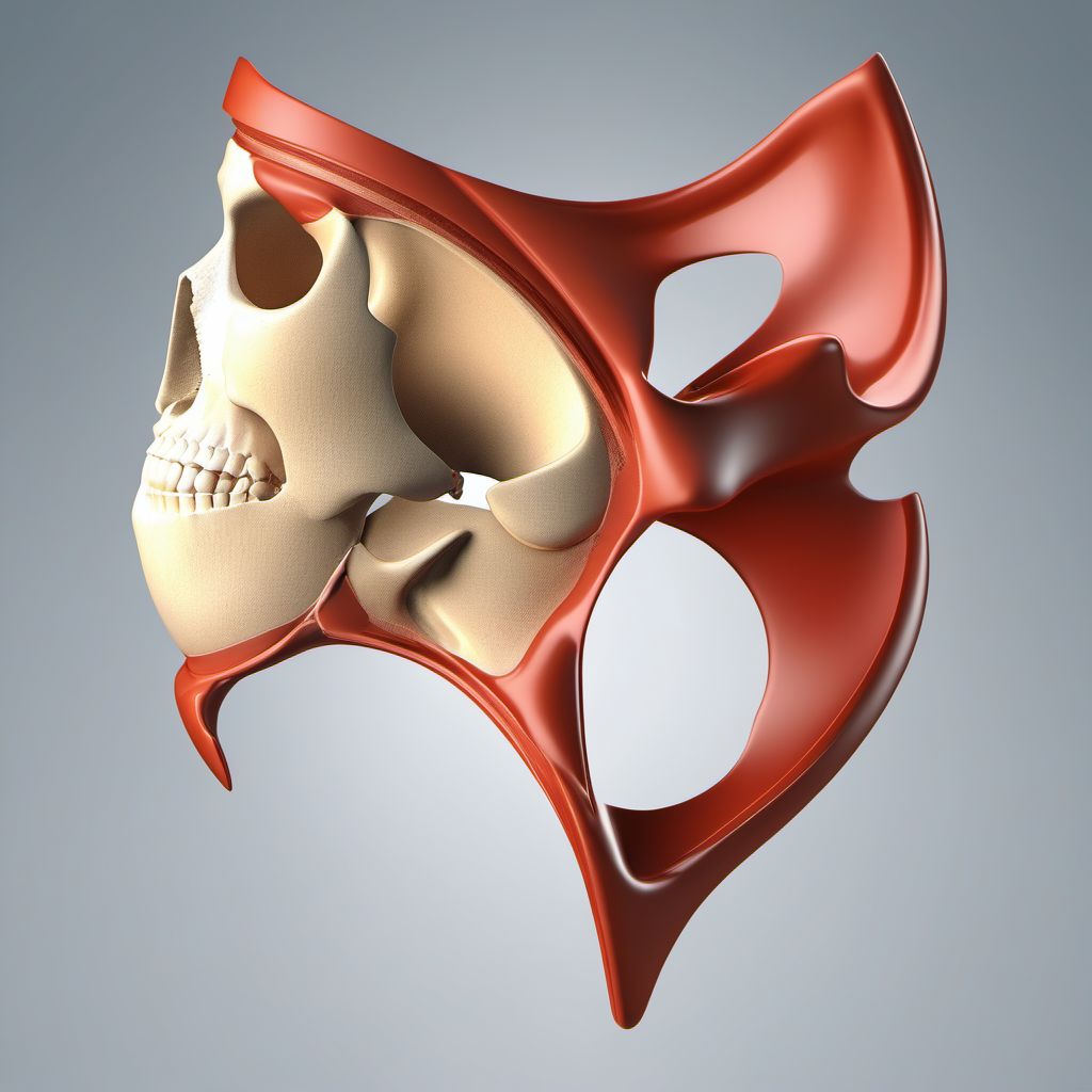 Displaced fracture of anterior wall of left acetabulum digital illustration