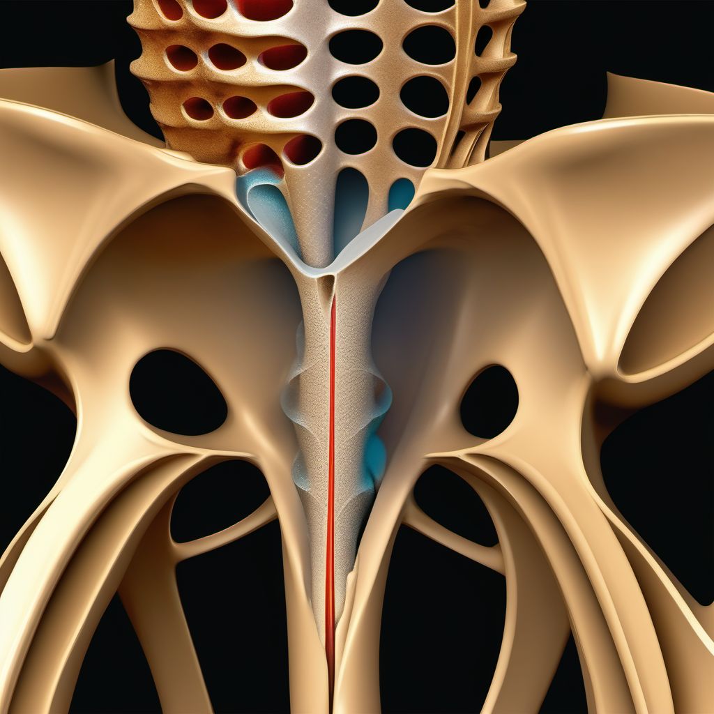 Displaced fracture of anterior wall of unspecified acetabulum digital illustration