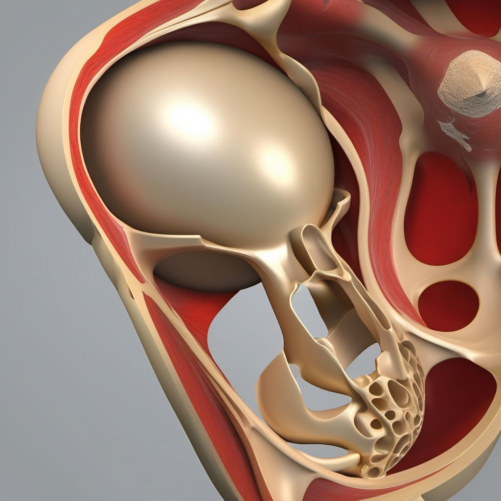 Nondisplaced fracture of anterior wall of left acetabulum digital illustration