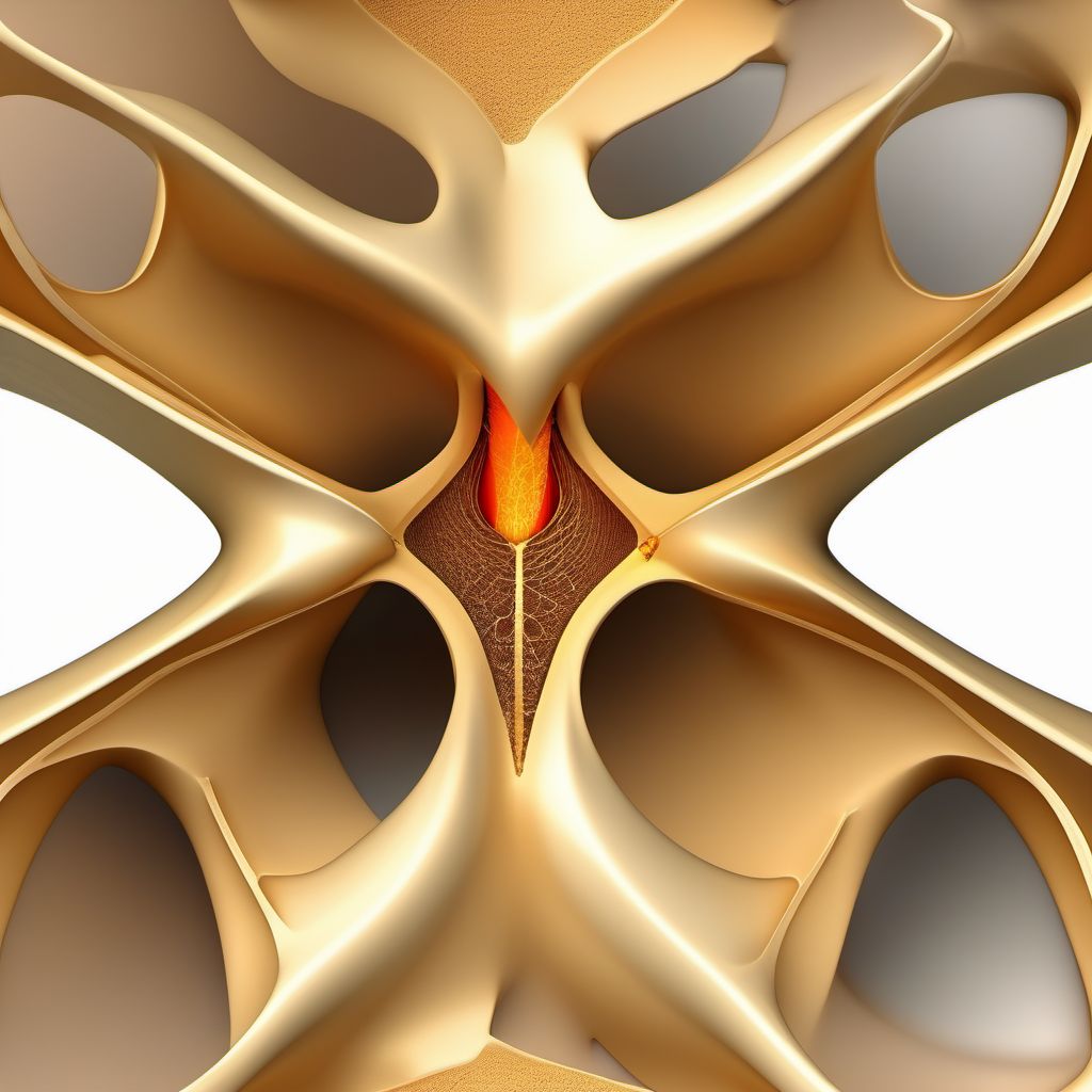 Displaced fracture of posterior wall of left acetabulum digital illustration