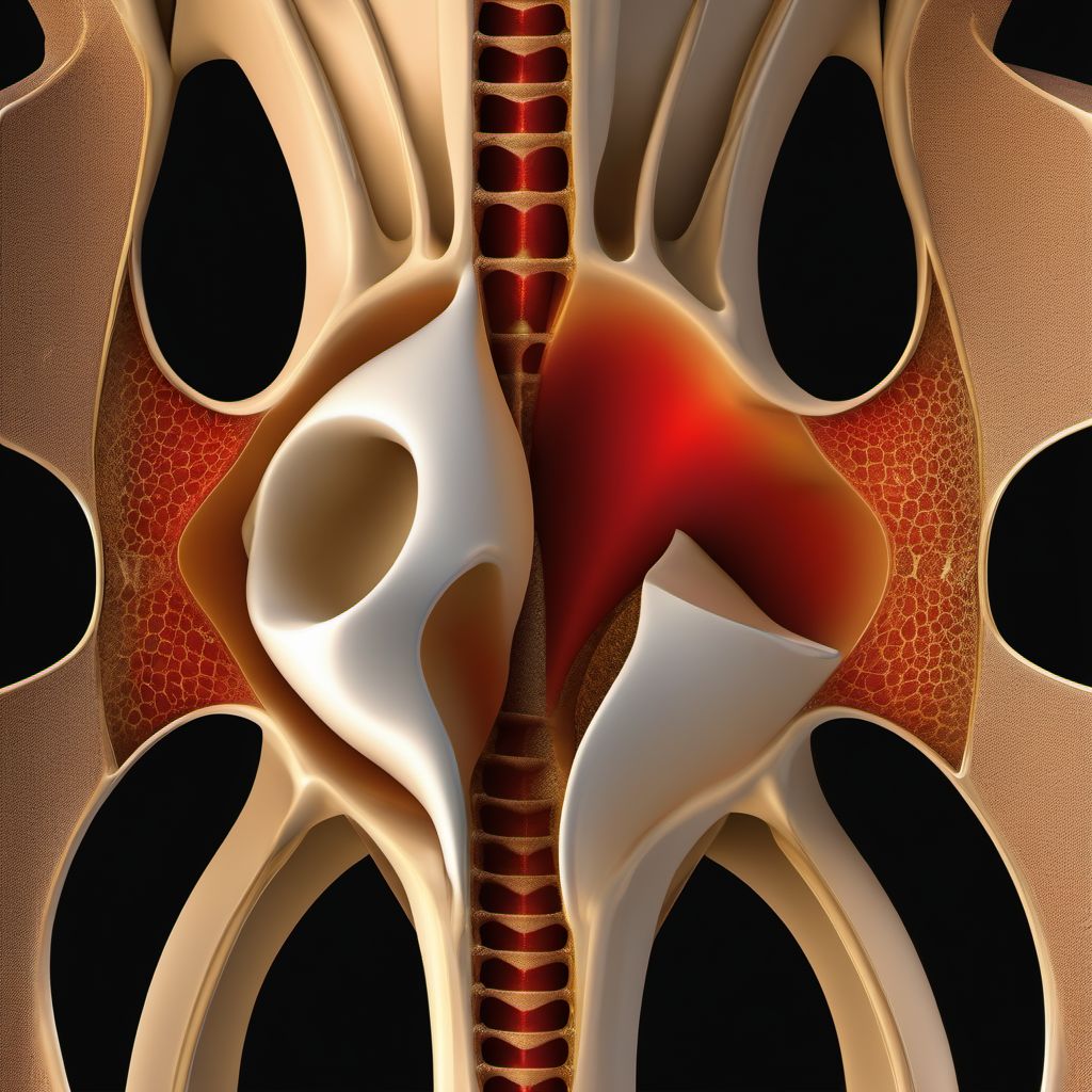 Displaced fracture of posterior wall of unspecified acetabulum digital illustration