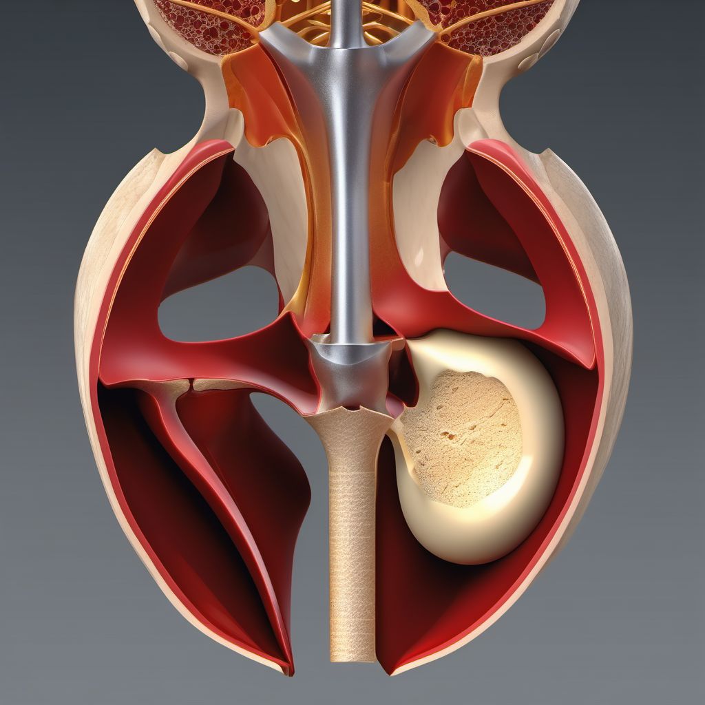 Nondisplaced fracture of posterior wall of left acetabulum digital illustration