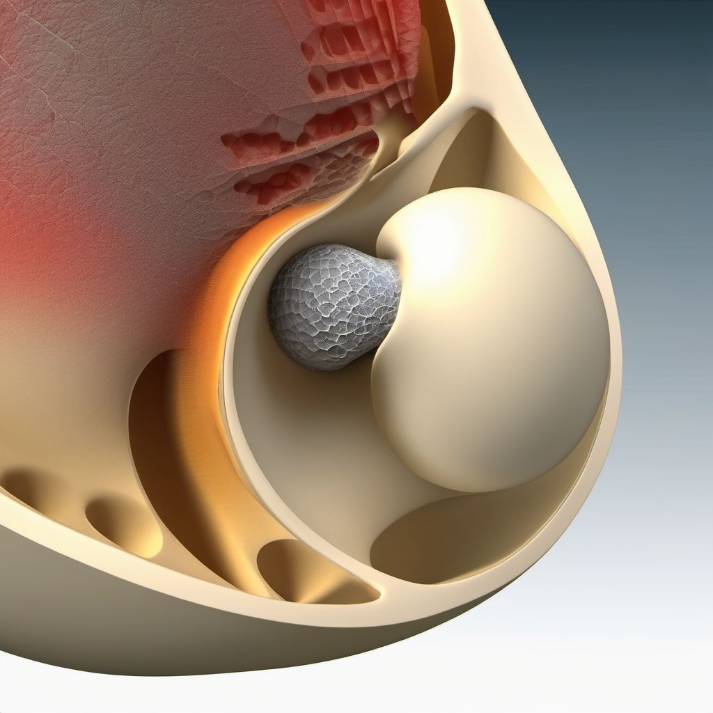 Nondisplaced fracture of posterior wall of unspecified acetabulum digital illustration