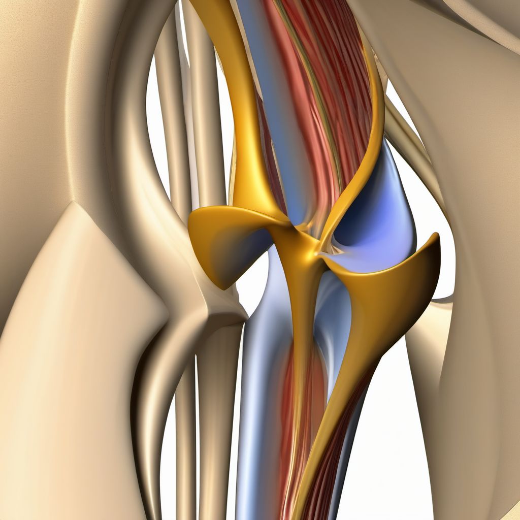 Nondisplaced fracture of posterior column [ilioischial] of right acetabulum digital illustration