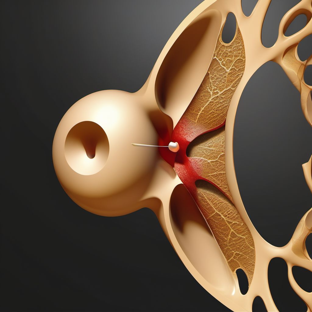 Displaced transverse fracture of unspecified acetabulum digital illustration