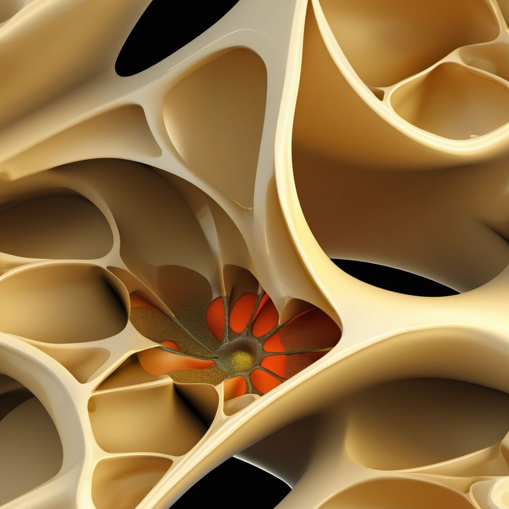 Nondisplaced transverse fracture of right acetabulum digital illustration