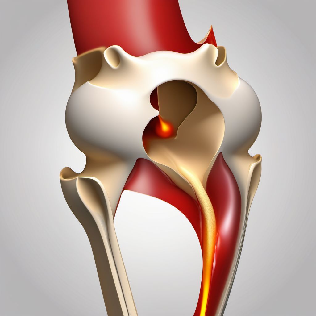 Displaced fracture of medial wall of right acetabulum digital illustration