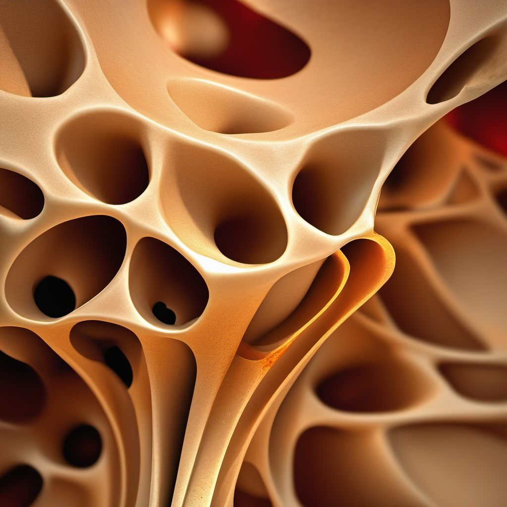 Displaced fracture of medial wall of left acetabulum digital illustration