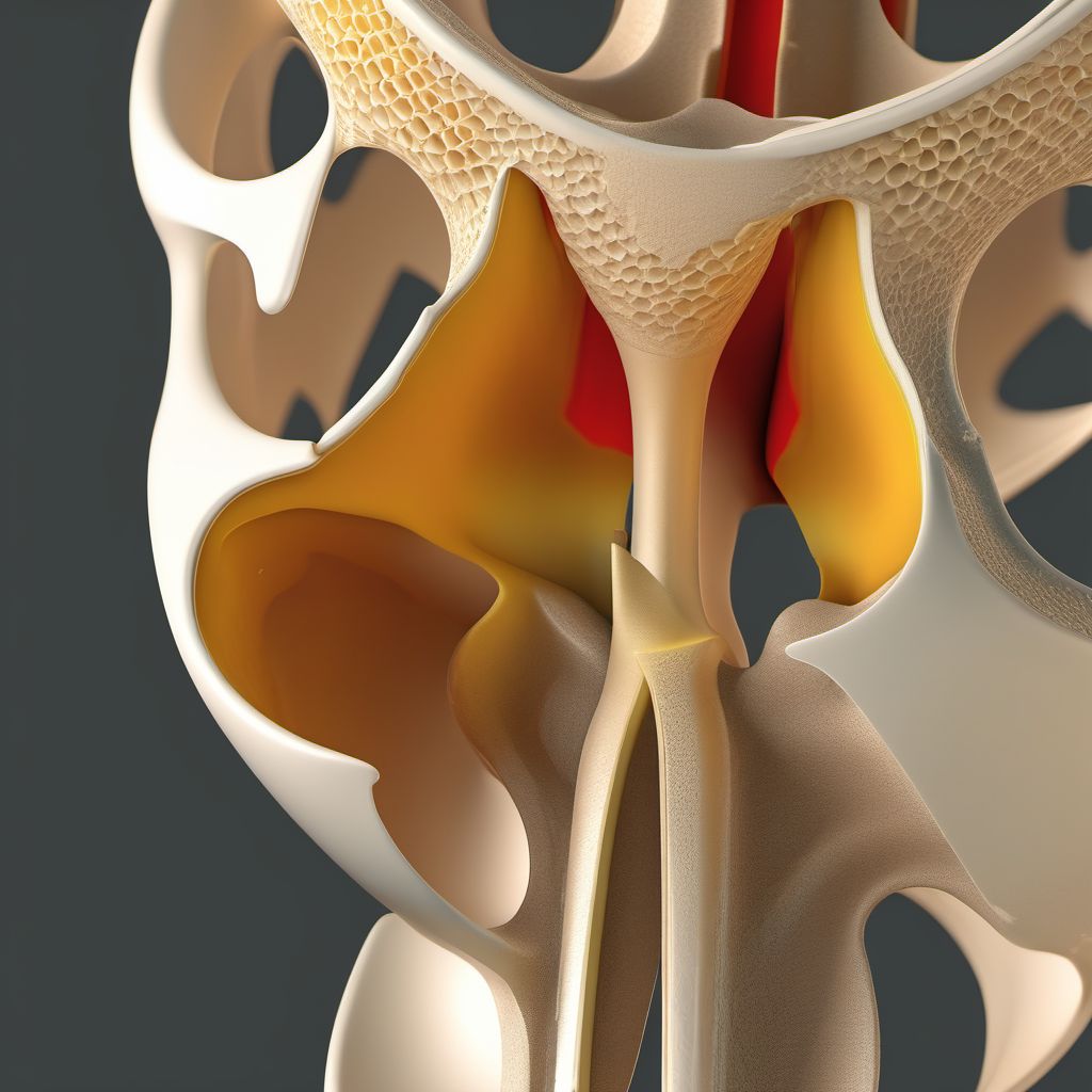 Nondisplaced fracture of medial wall of right acetabulum digital illustration