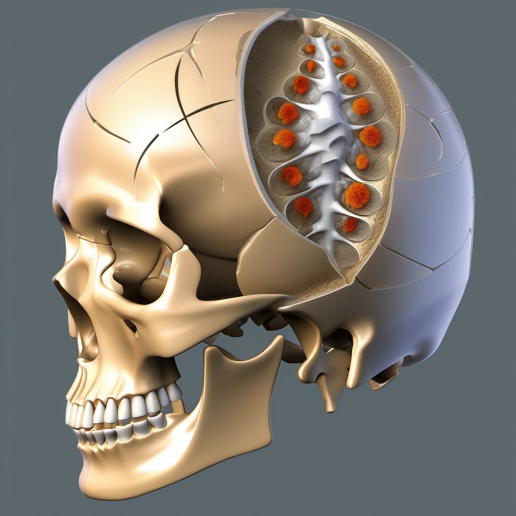 Nondisplaced dome fracture of left acetabulum digital illustration