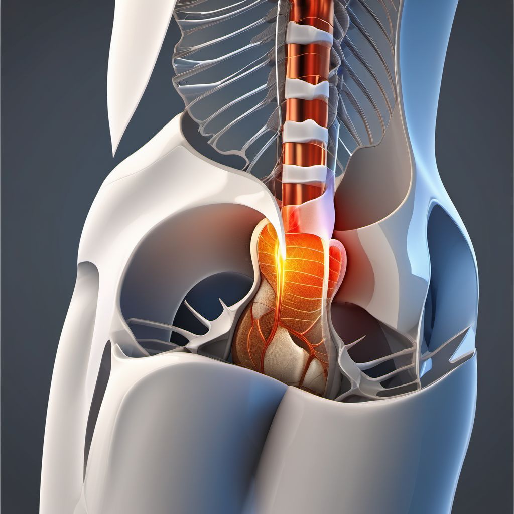 Unspecified fracture of left pubis digital illustration