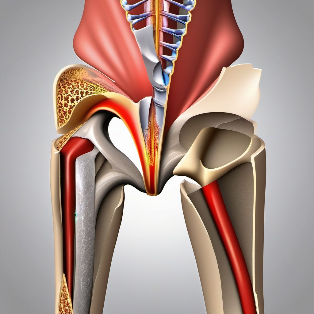 Fracture of superior rim of left pubis digital illustration