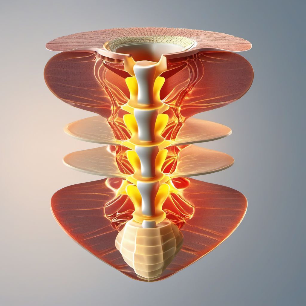 Traumatic rupture of lumbar intervertebral disc digital illustration