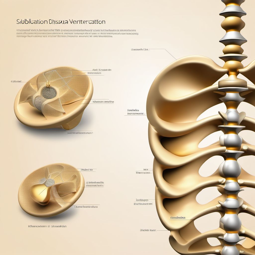 Subluxation and dislocation of lumbar vertebra digital illustration