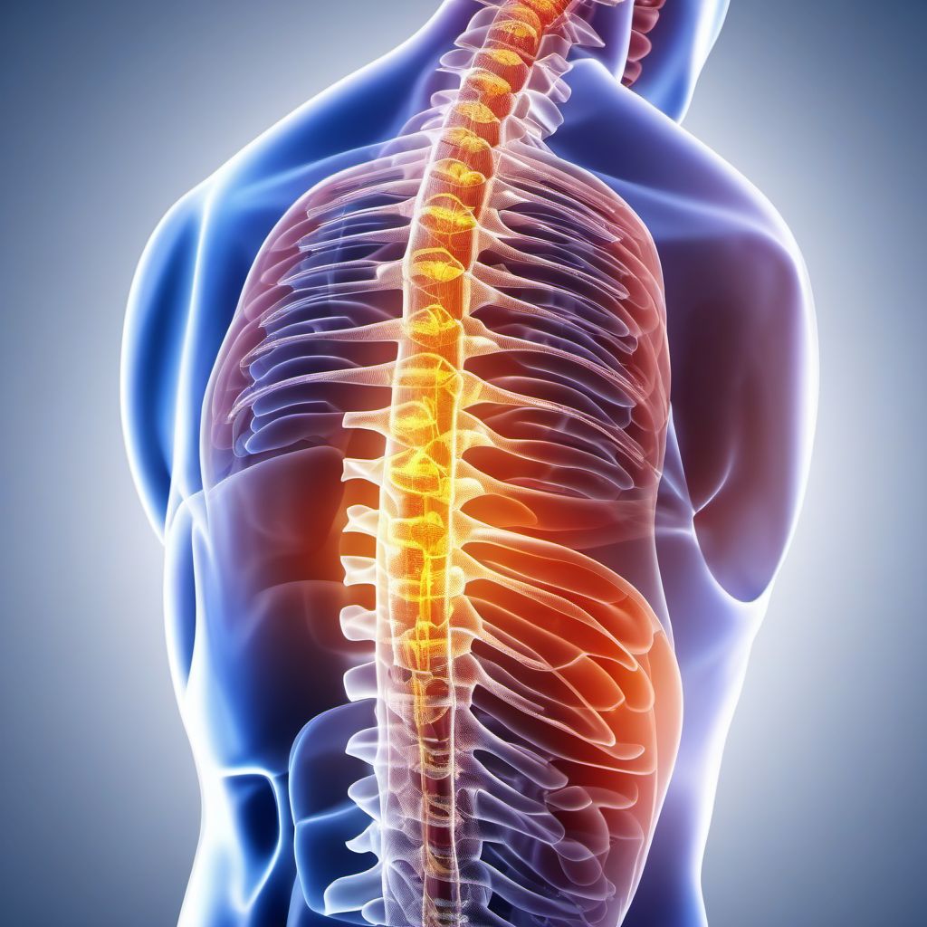 Concussion and edema of lumbar and sacral spinal cord digital illustration