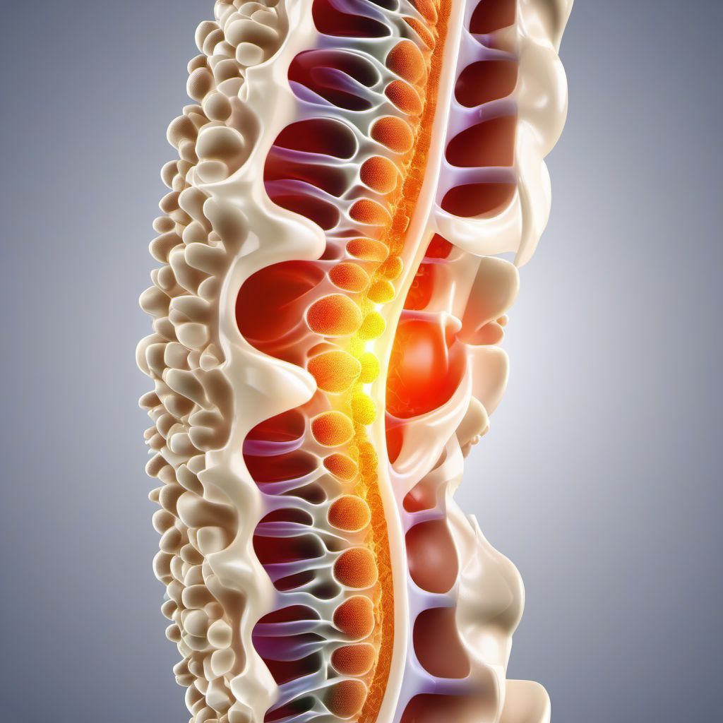 Concussion and edema of sacral spinal cord digital illustration