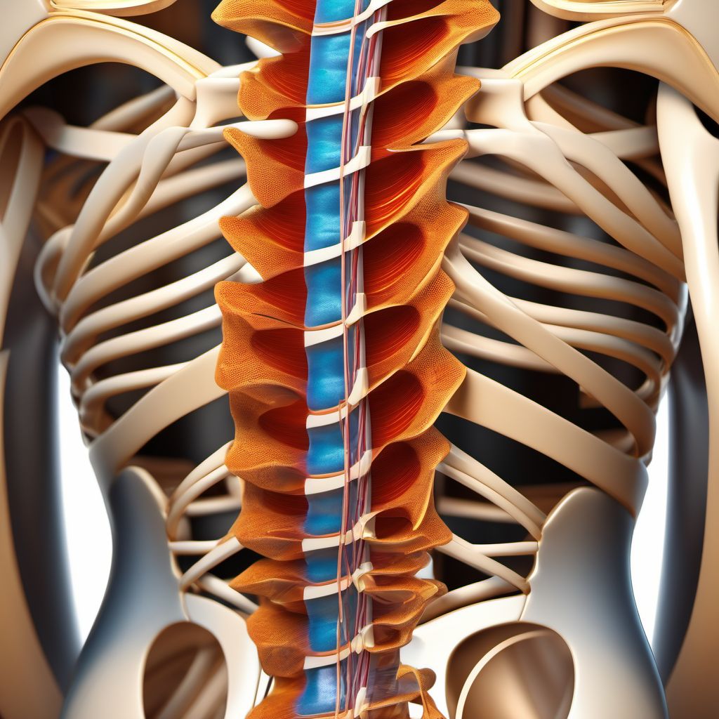 Unspecified injury to L4 level of lumbar spinal cord digital illustration