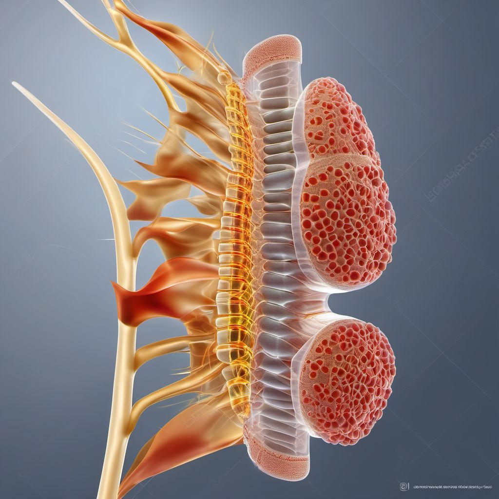 Complete lesion of L1 level of lumbar spinal cord digital illustration