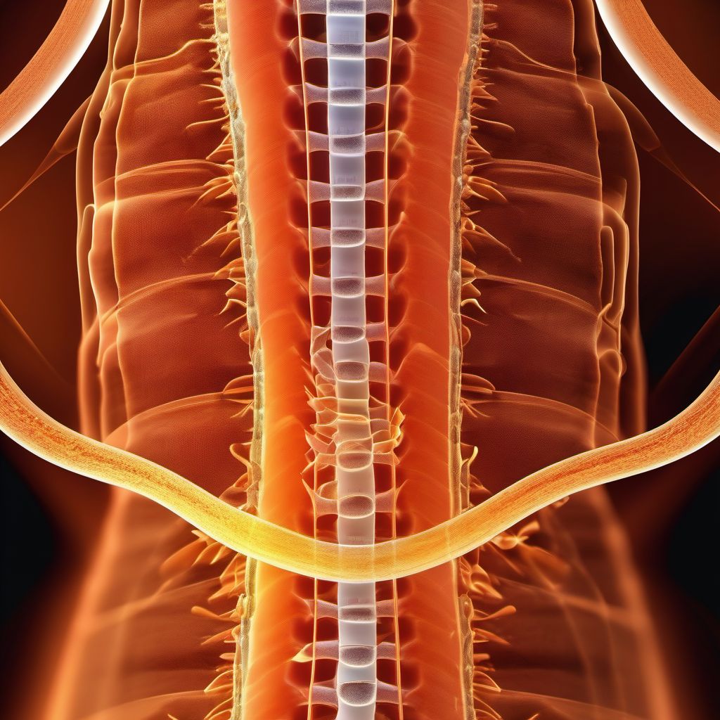 Complete lesion of L2 level of lumbar spinal cord digital illustration