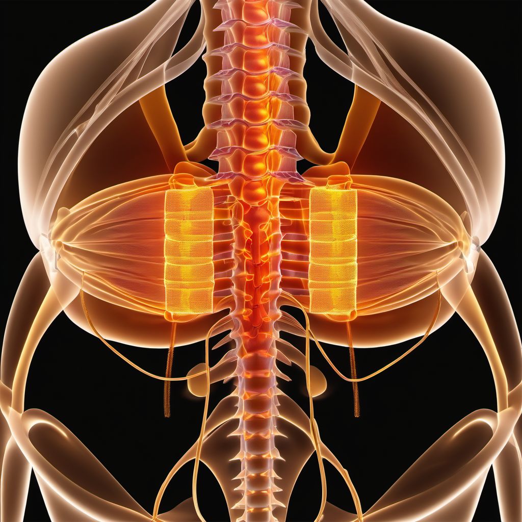 Complete lesion of L3 level of lumbar spinal cord digital illustration