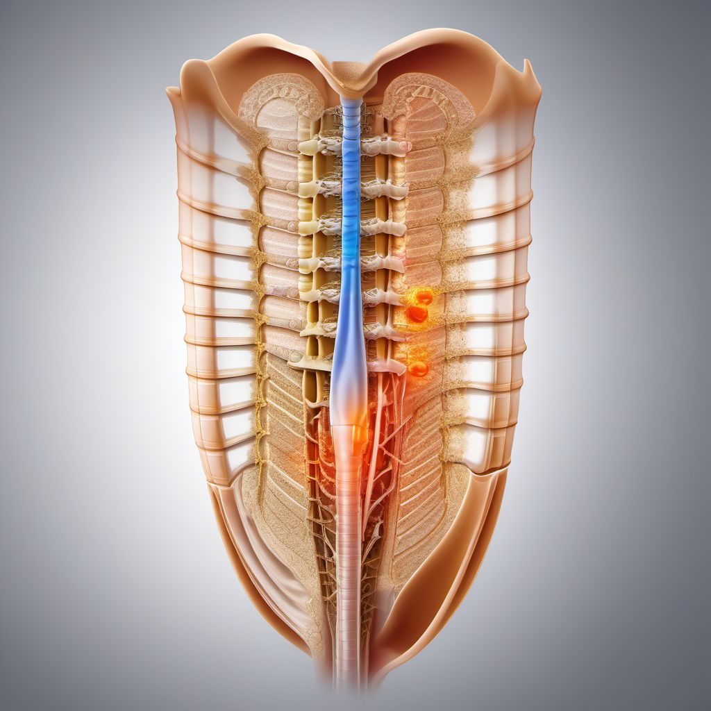 Complete lesion of L4 level of lumbar spinal cord digital illustration