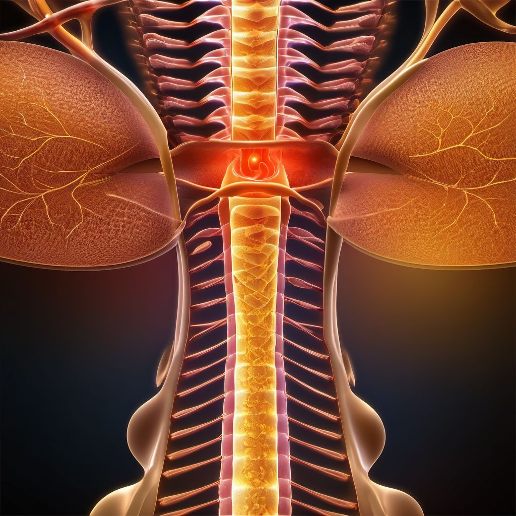 Complete lesion of L5 level of lumbar spinal cord digital illustration