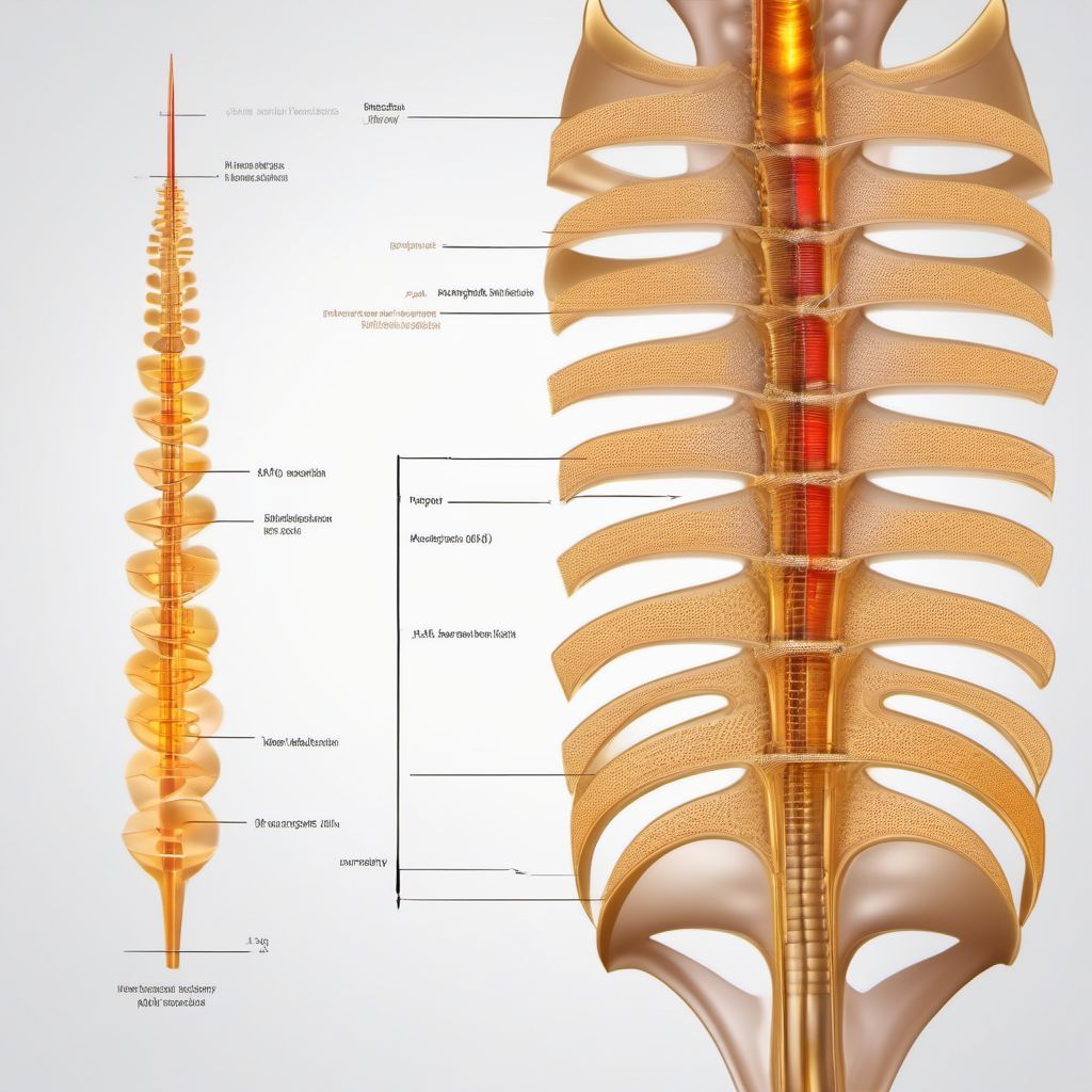 Incomplete lesion of lumbar spinal cord digital illustration