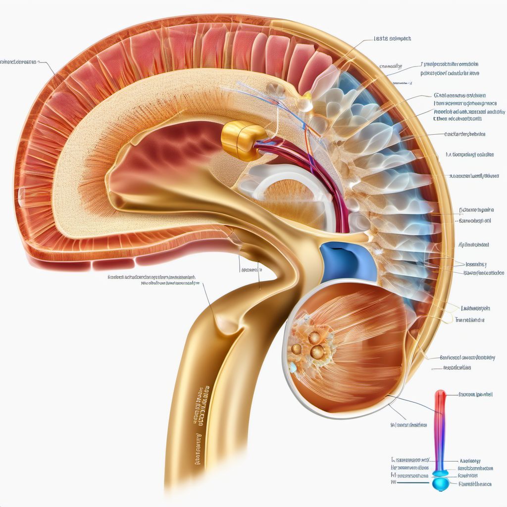 Incomplete lesion of L1 level of lumbar spinal cord digital illustration