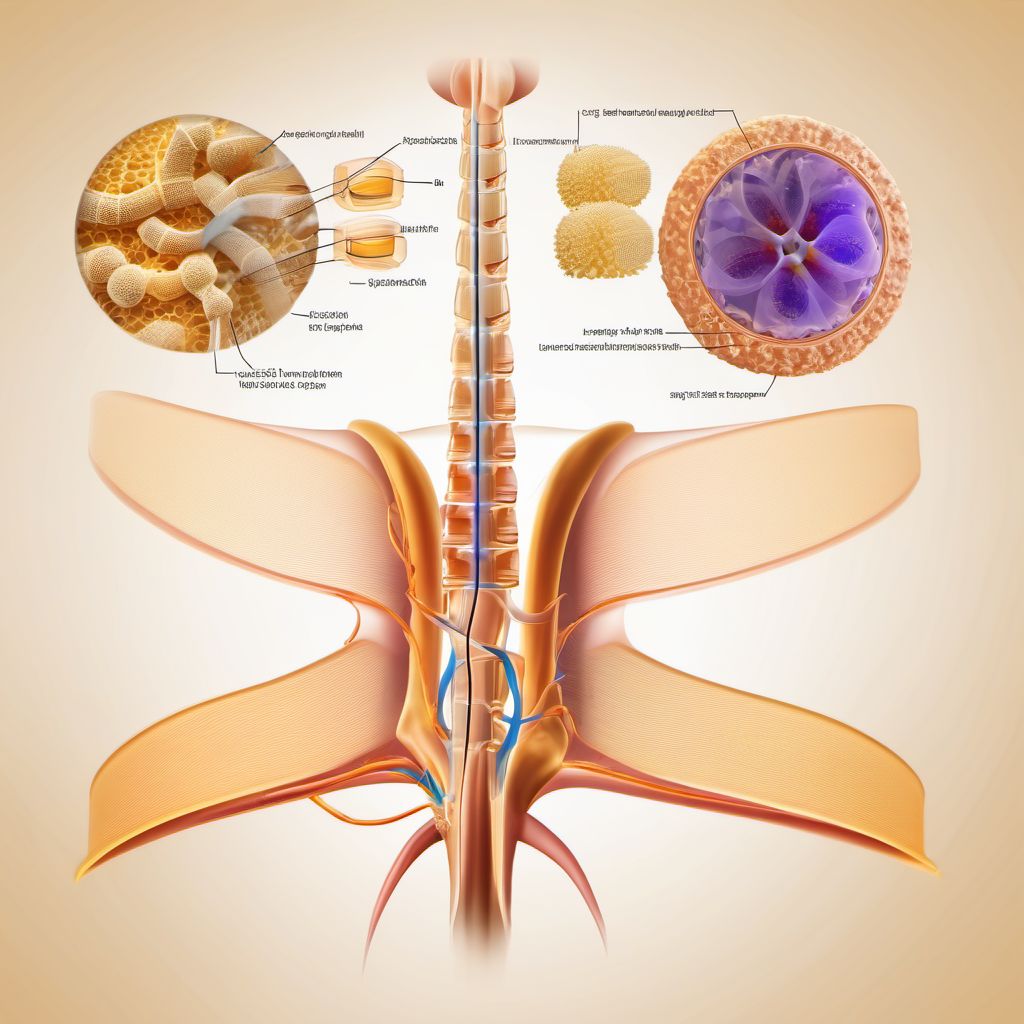 Incomplete lesion of L2 level of lumbar spinal cord digital illustration