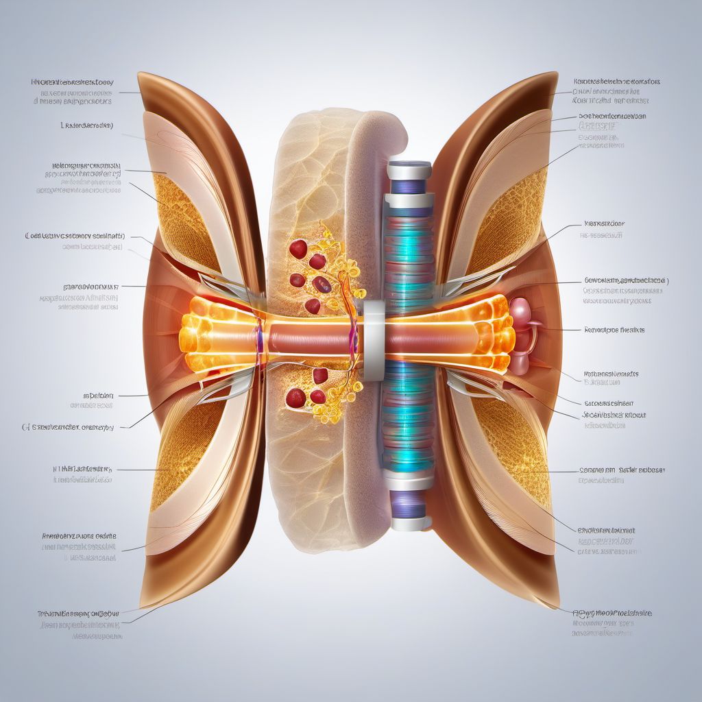 Incomplete lesion of L4 level of lumbar spinal cord digital illustration