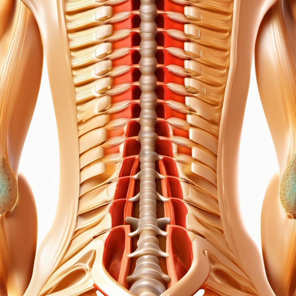 Incomplete lesion of L5 level of lumbar spinal cord digital illustration