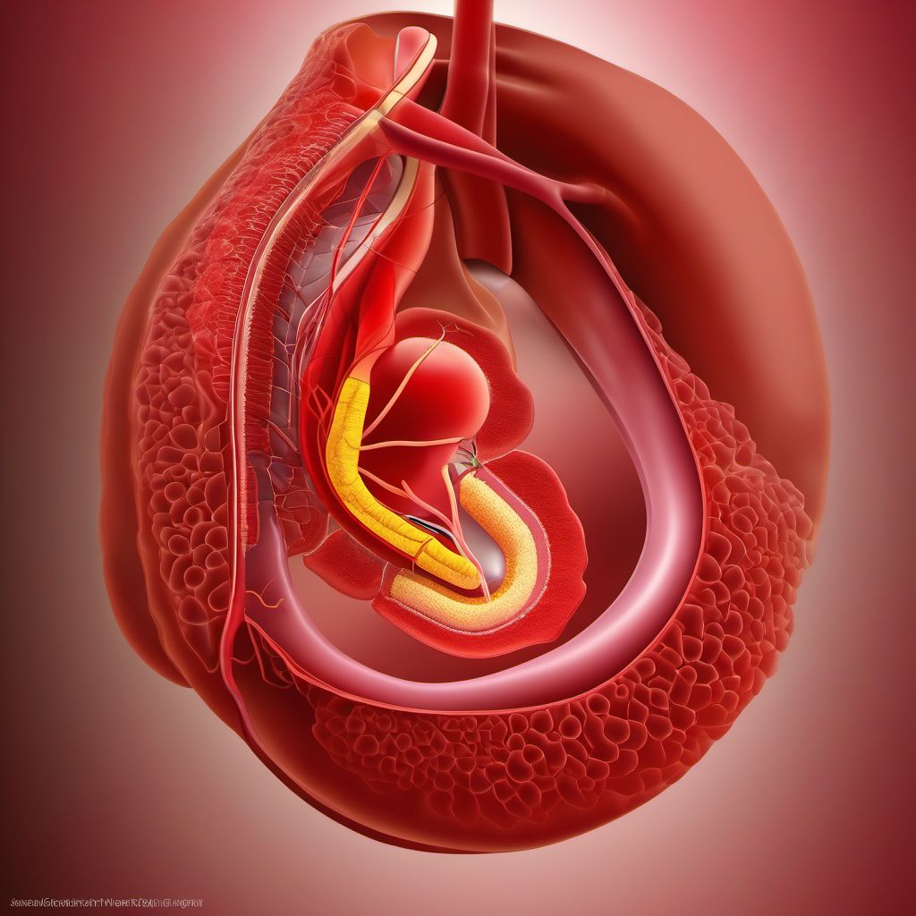 Injury of superior mesenteric artery digital illustration