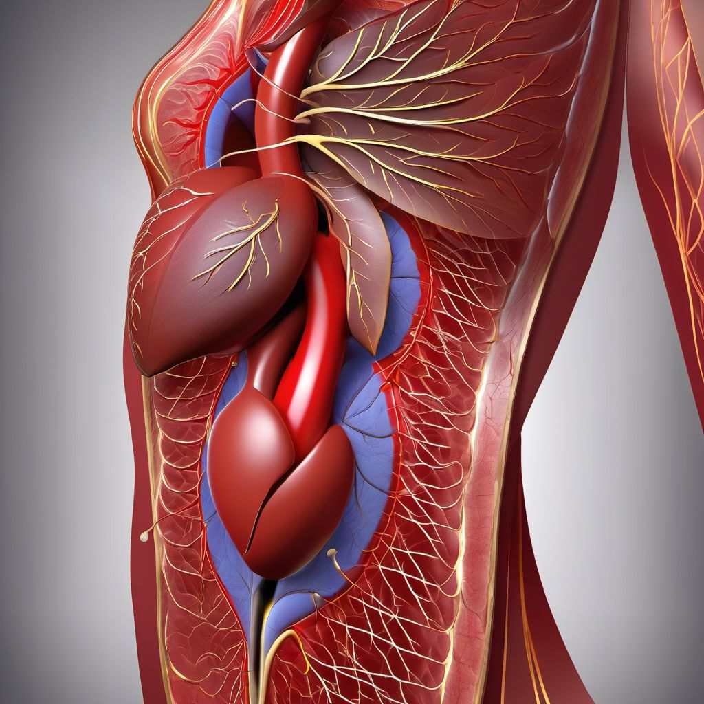 Minor laceration of superior mesenteric artery digital illustration