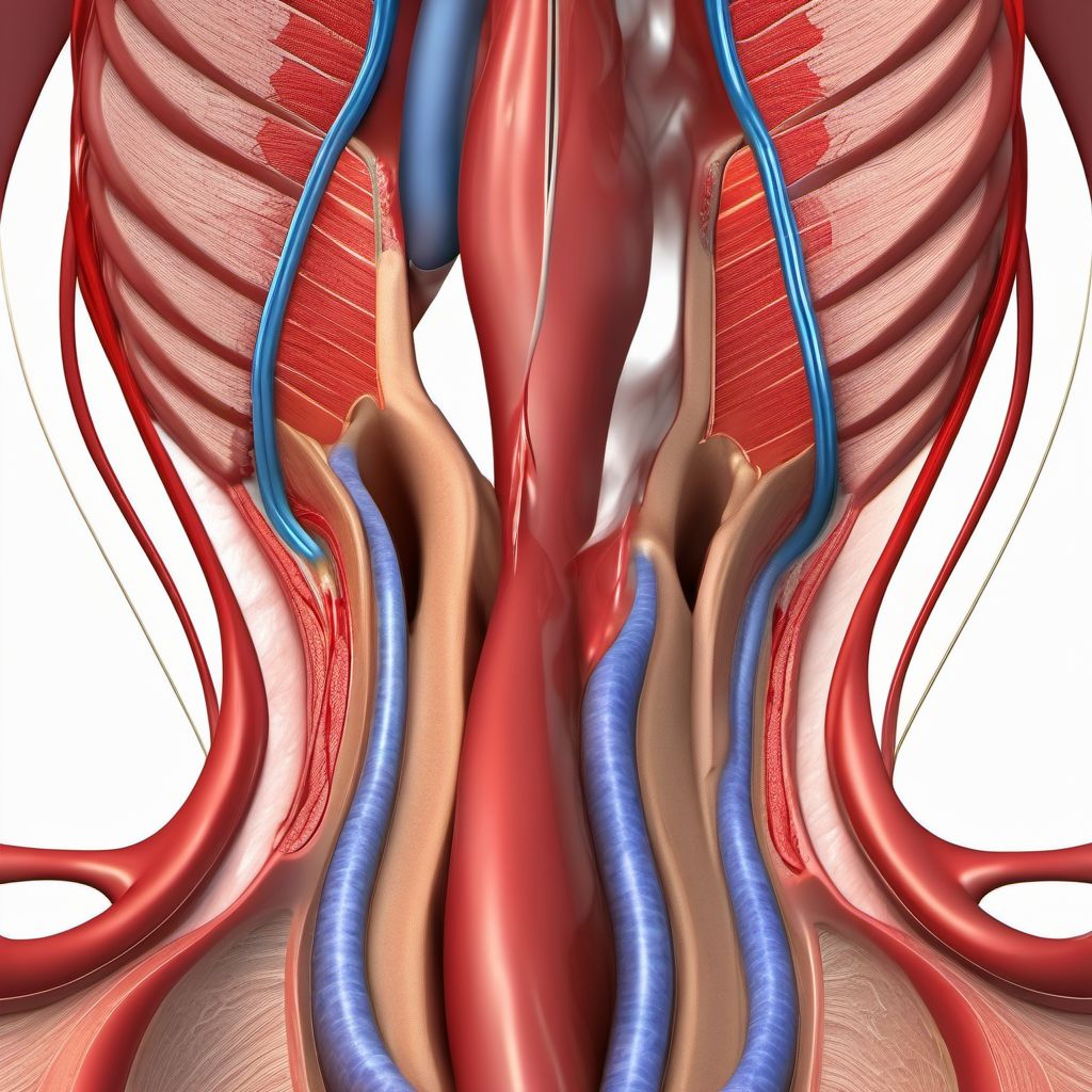 Major laceration of superior mesenteric artery digital illustration