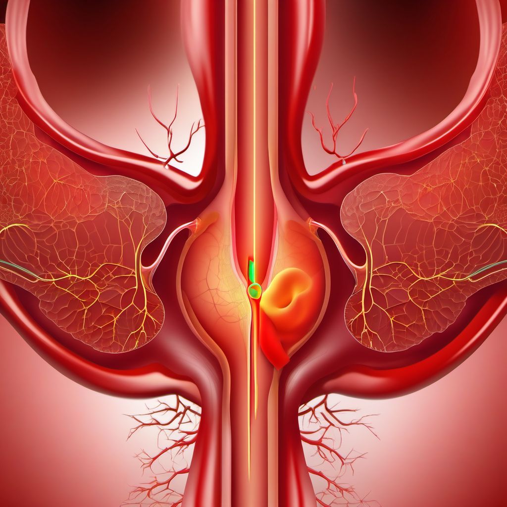 Injury of inferior mesenteric artery digital illustration