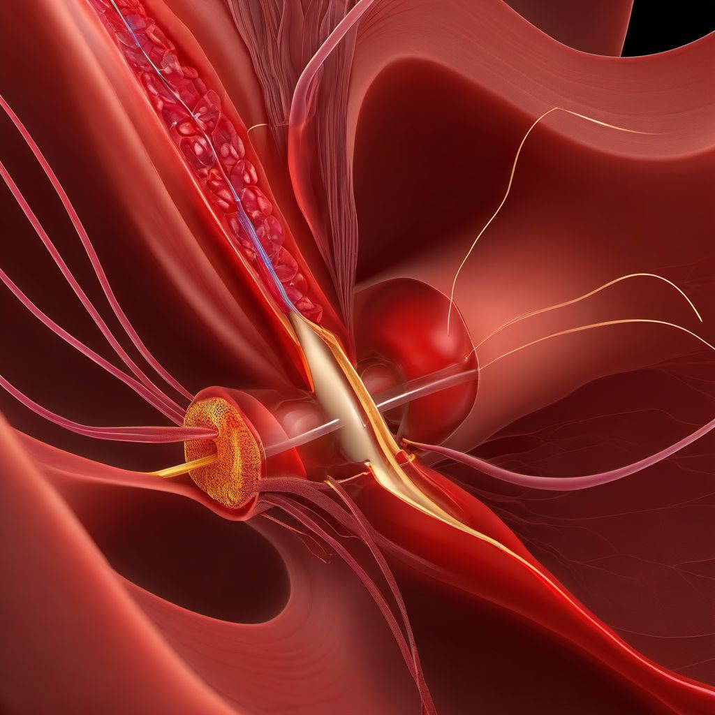 Minor laceration of inferior mesenteric artery digital illustration