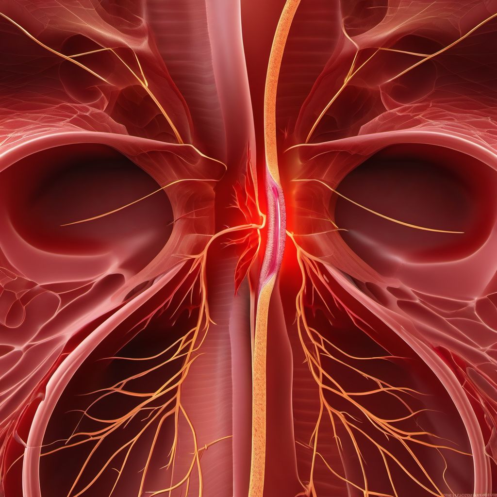 Major laceration of inferior mesenteric artery digital illustration