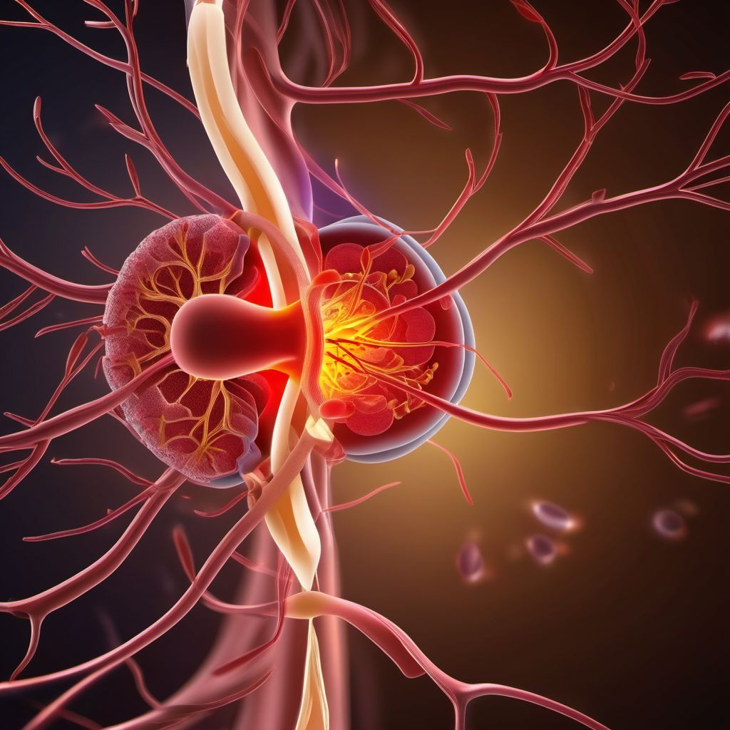 Injury of branches of celiac and mesenteric artery digital illustration