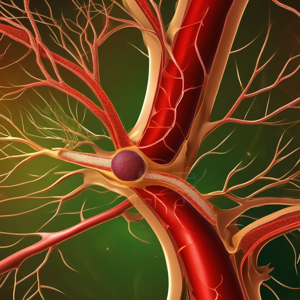 Major laceration of branches of celiac and mesenteric artery digital illustration