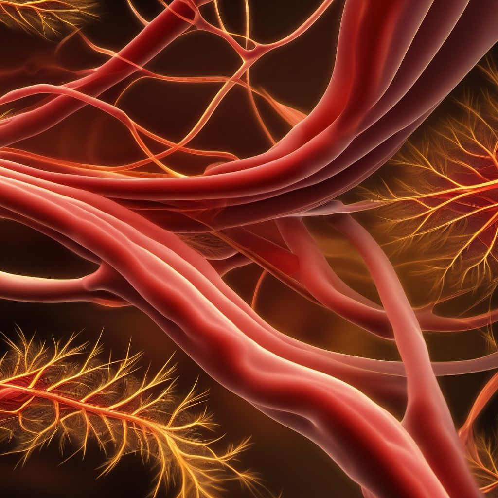 Unspecified injury of branches of celiac and mesenteric artery digital illustration