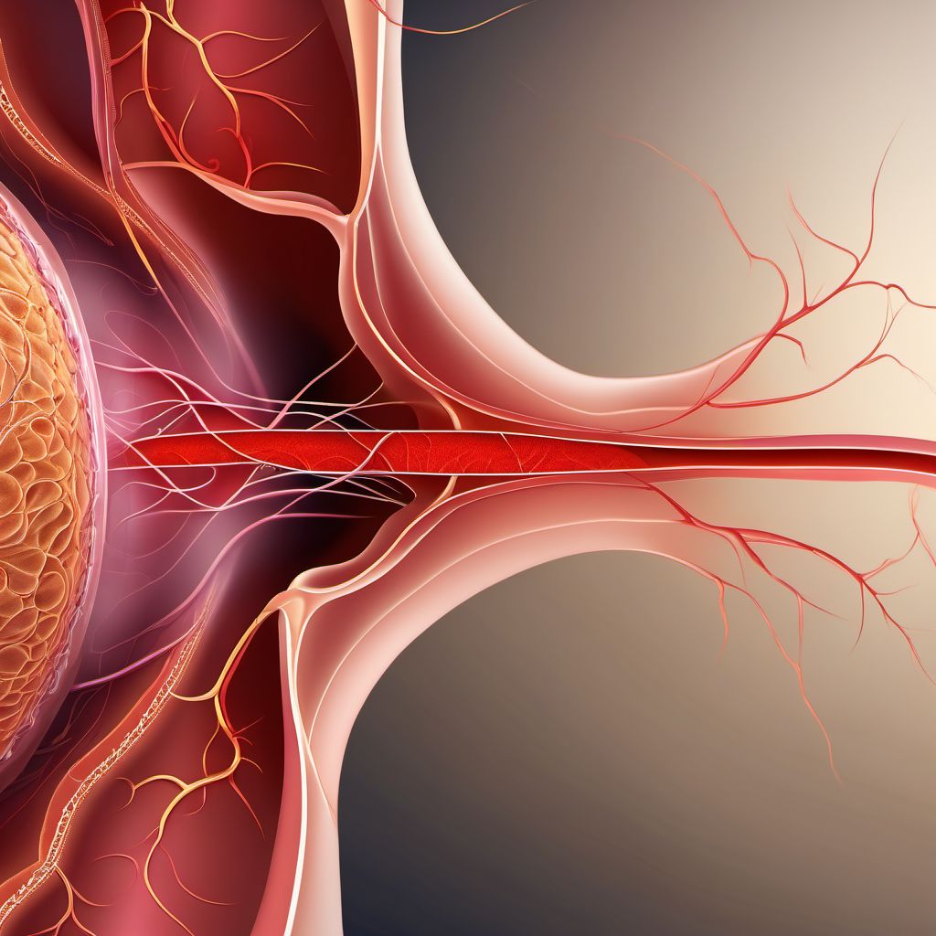 Laceration of inferior mesenteric vein digital illustration