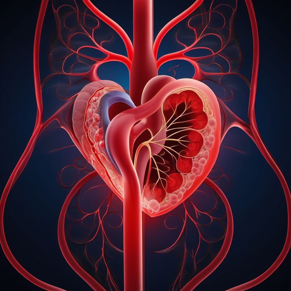 Laceration of right renal artery digital illustration