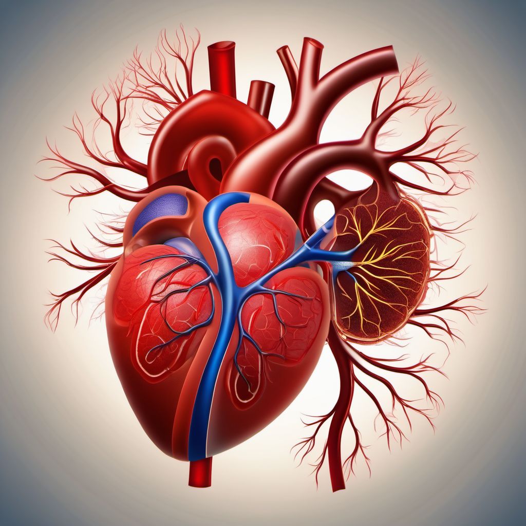 Other specified injury of right renal artery digital illustration